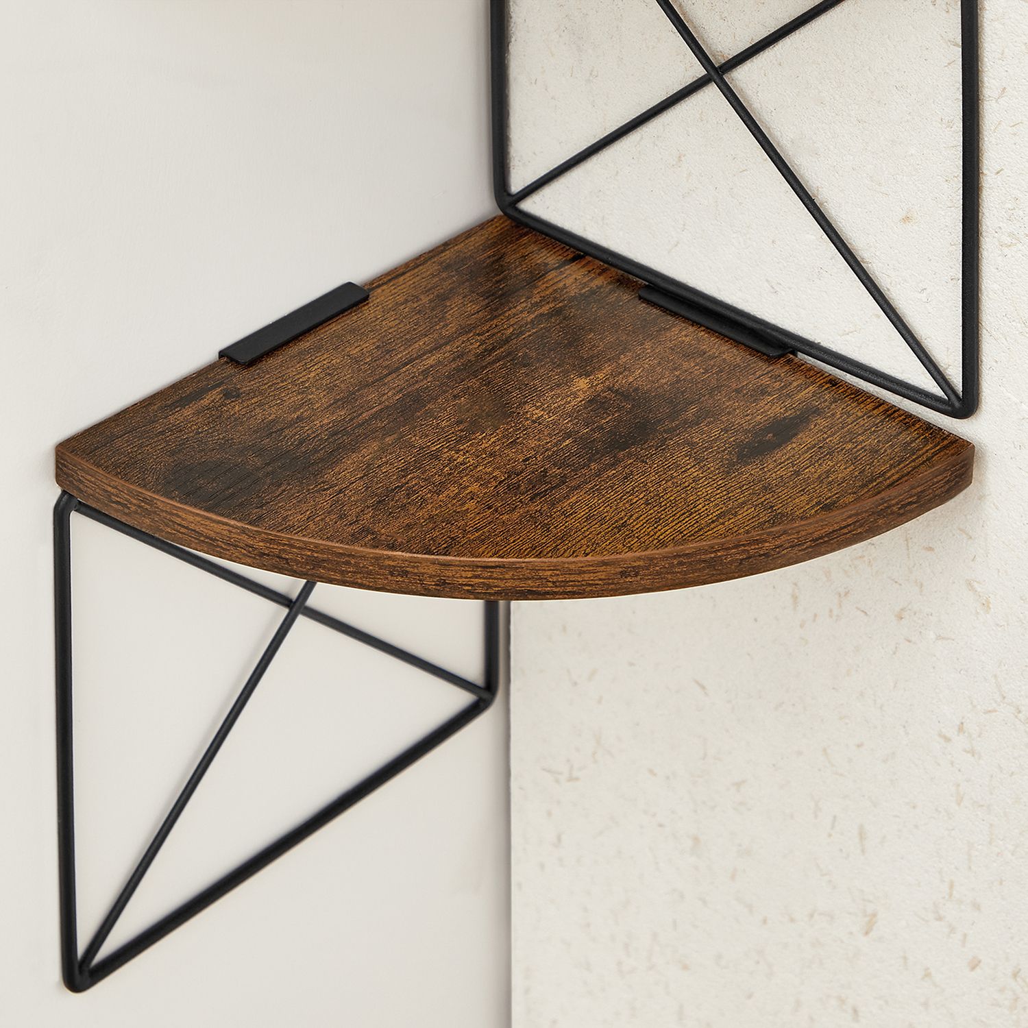 Seinään kiinnitettävä kulmahylly, 5 tasoa, 20 x 20 x 127,5 cm, ruskea-musta - Image 4