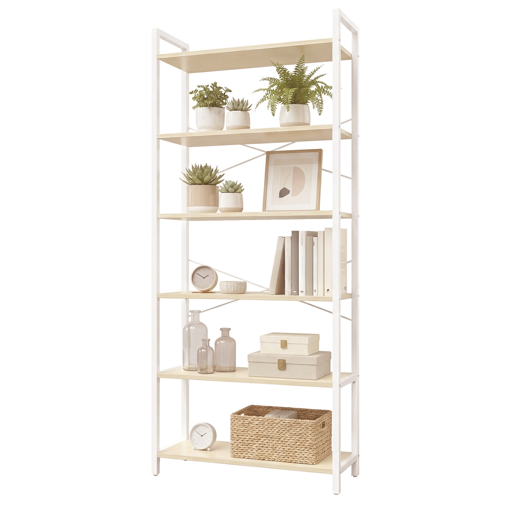 Grāmatu plaukts ar 6 līmeņiem, 30 x 64 x 185,5 cm, tērauds un skaidu plātne - Image 3