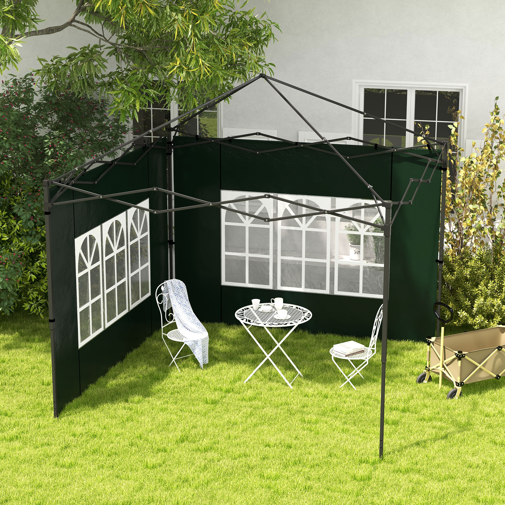 2 daļu lapenes sānu sienu komplekts, 3 x 3 m / 3 x 6 m, tumši zaļš - Image 2