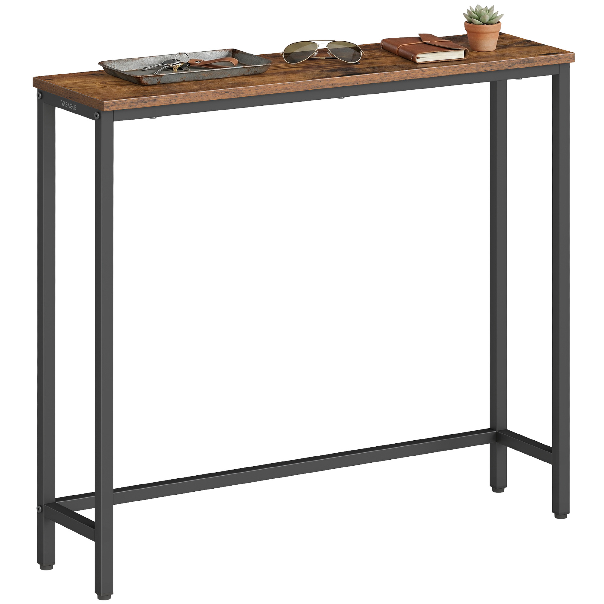 Konsoollaud, 20 x 80 x 81,2 cm, teras ja puitlaastplaat, vintagepruun