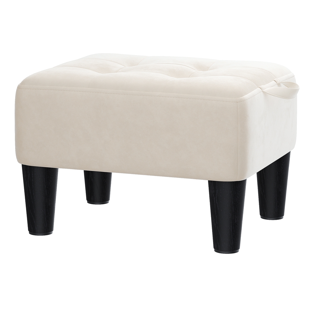Samettinen rahi jalkatuen käyttöön, 40 x 32 x 26 cm, beige-musta, enintään 150 kg