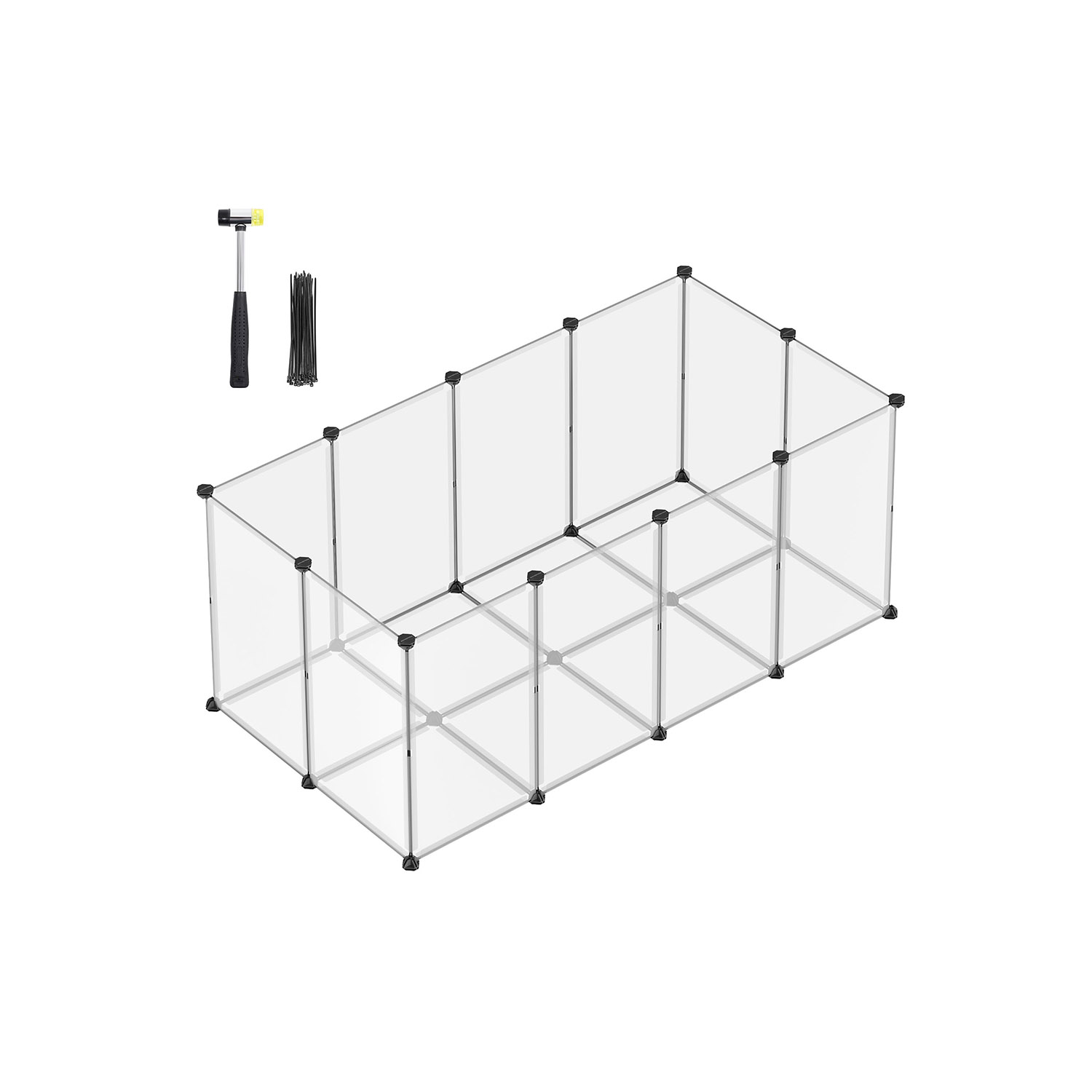 Lemmiklooma aedik põrandaplaatidega, valge plast, 145 x 72 x 57 cm