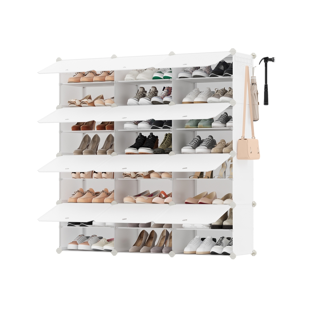 12 sektsiooniga jalatsiriiul, pilvevalge, 32 x 124,4 x 124,6 cm