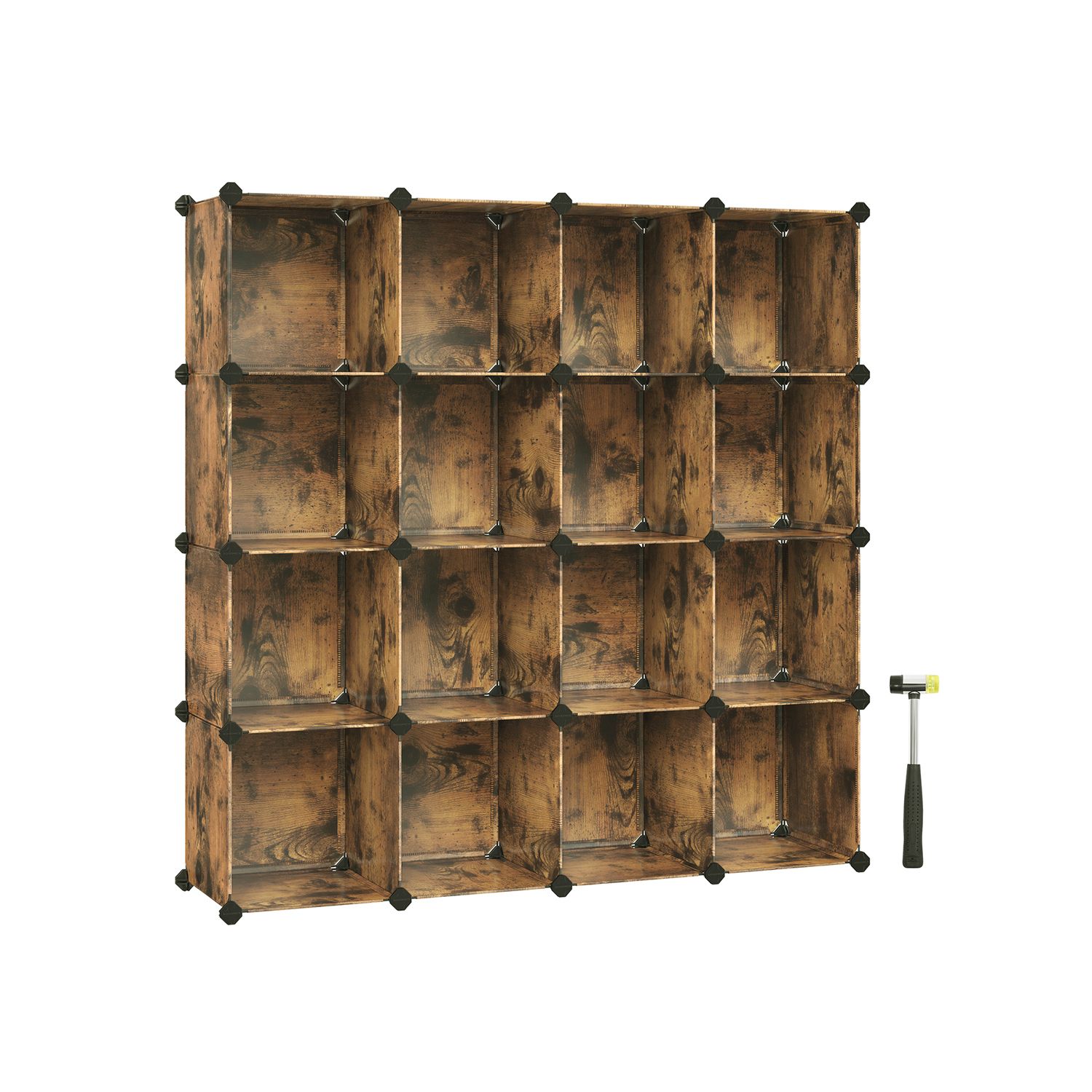 Virnastatav jalanõuderiiul 15 kuubikuga, vintagepruun, 153 x 31 x 153 cm