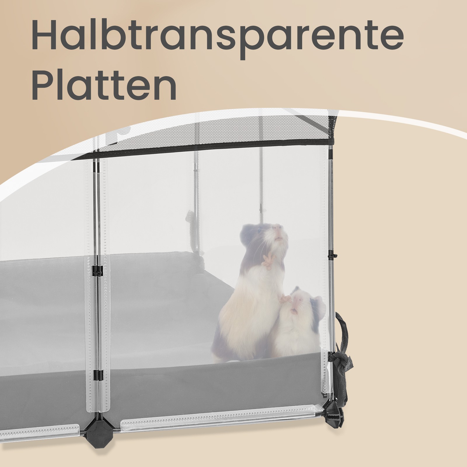 Mažų gyvūnų aptvaras vidaus naudojimui, baltas, 144 x 74 x 57 cm, plastikas ir plienas - Image 6