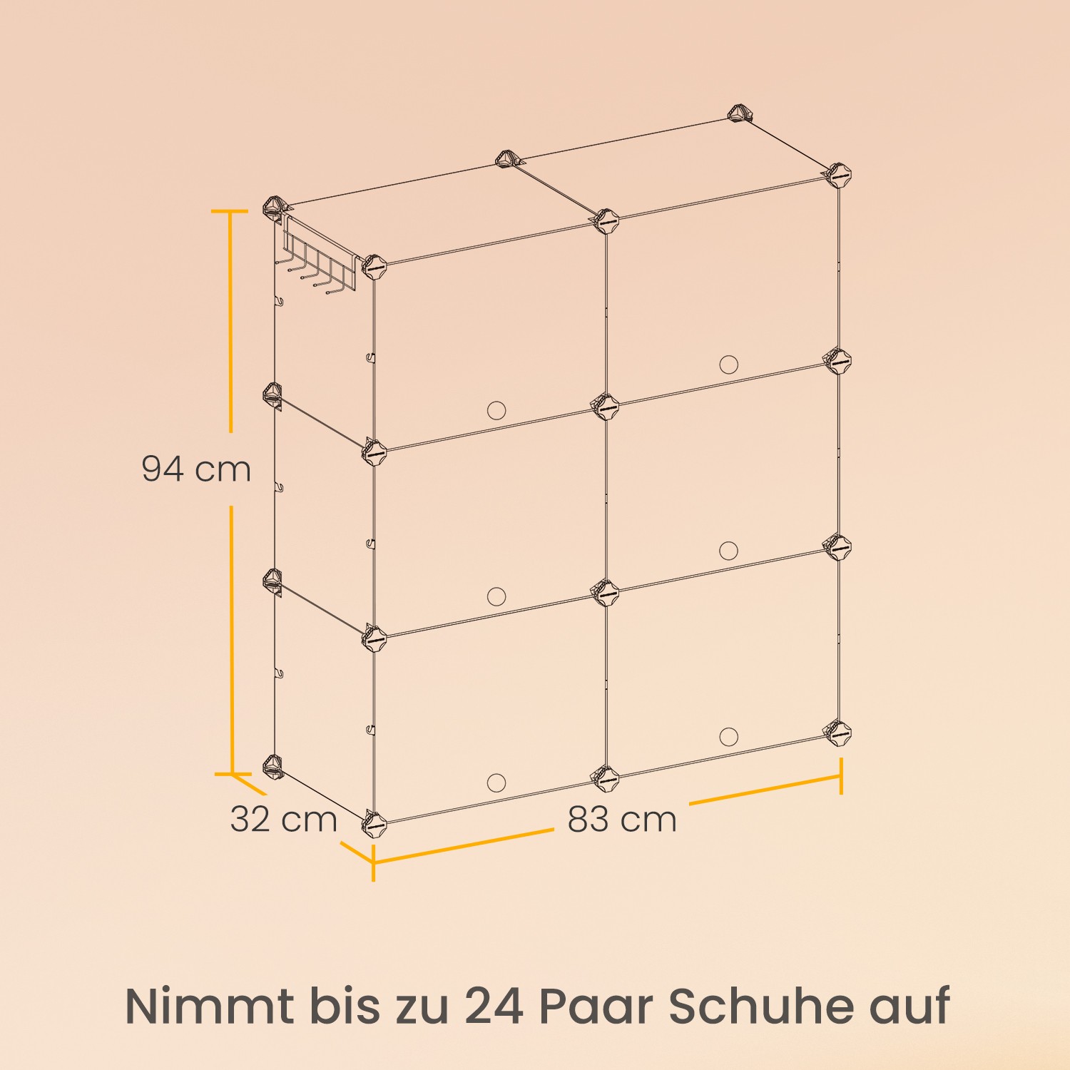Apavu skapis ar 12 nodalījumiem, tērauda rāmis, melns, 32 x 83 x 156 cm - Image 6