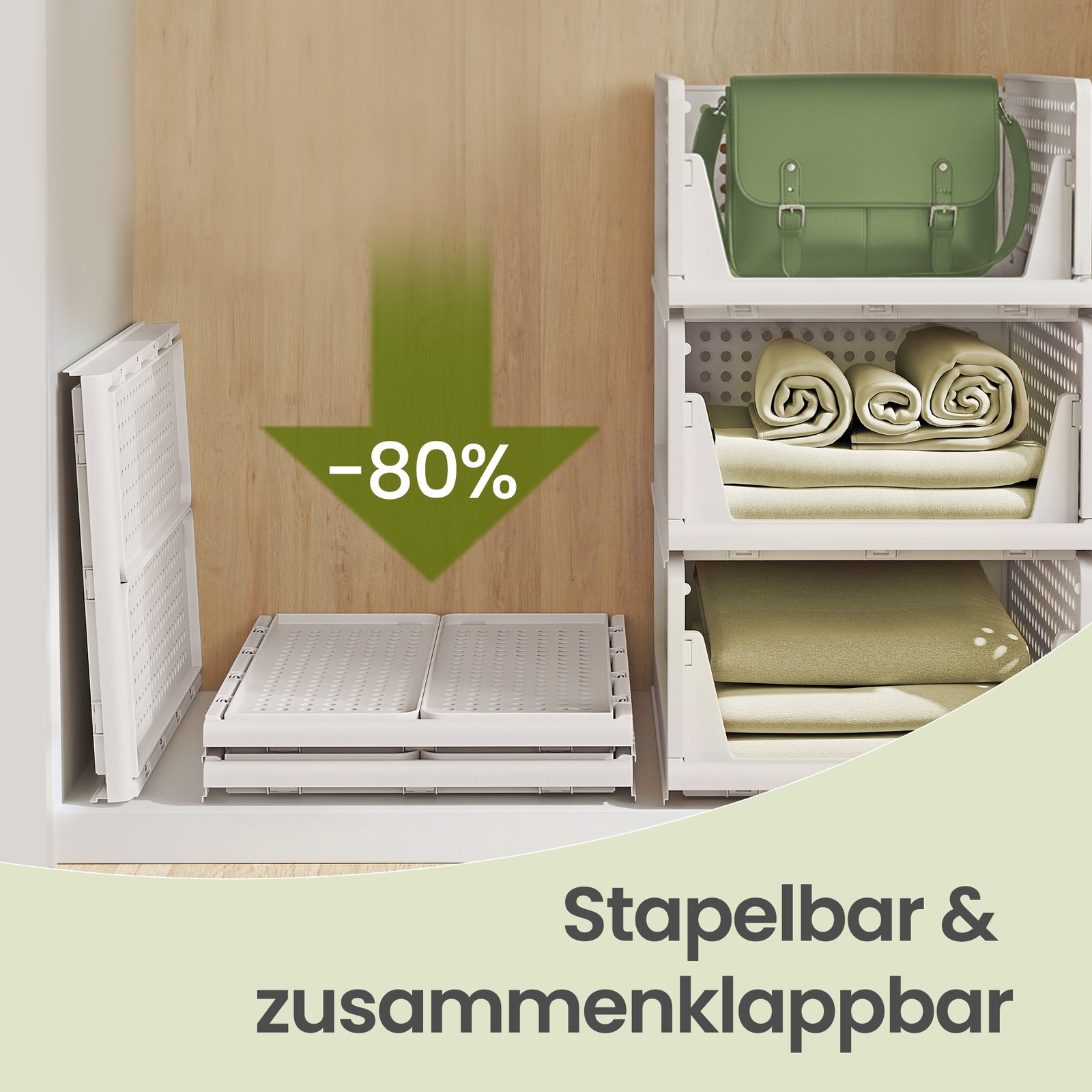 Spintos tvarkyklė, sulankstoma ir sukraunama, ištraukiamas krepšys, 6 vnt., balta - Image 6