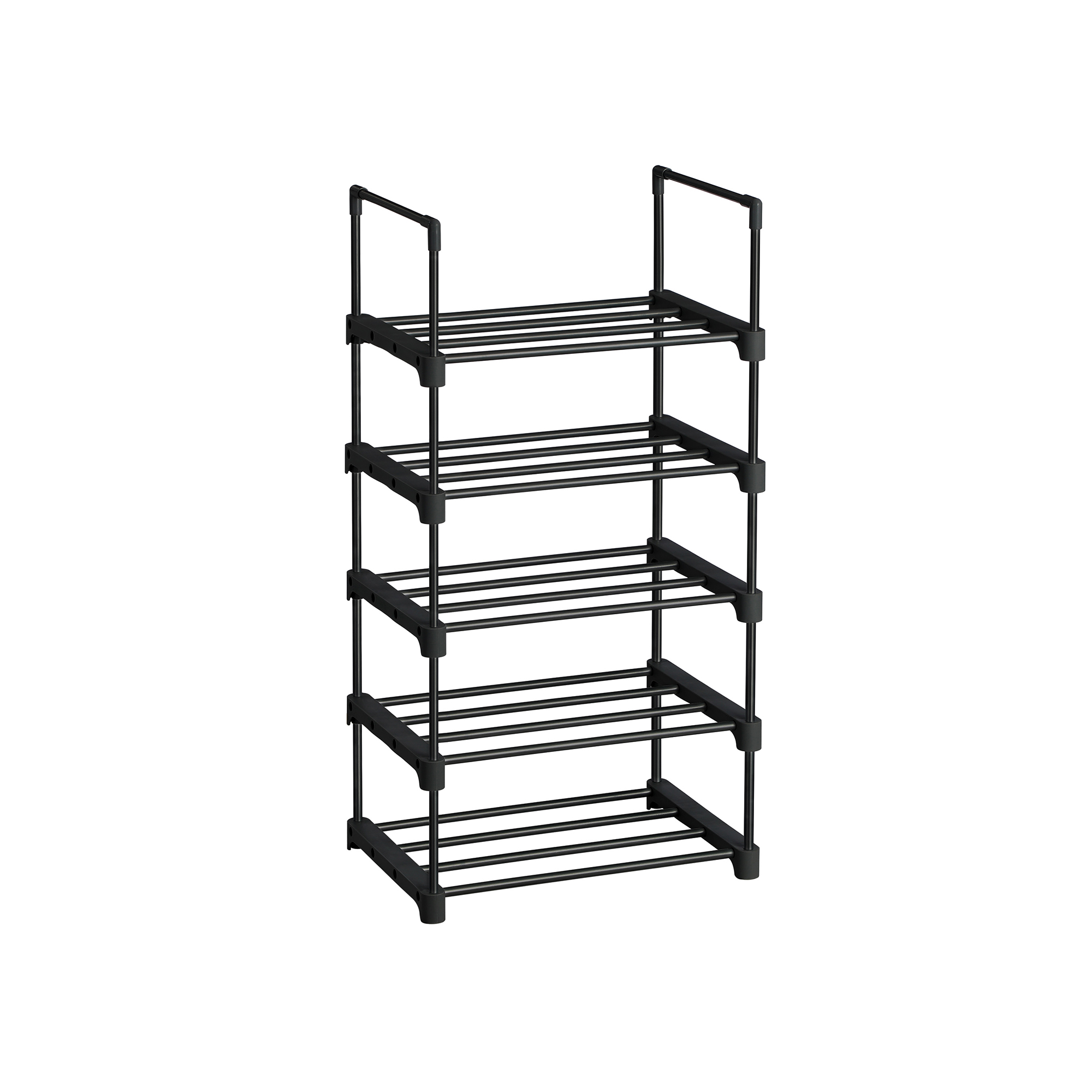 Jalatsiriiul 5 riiulitasapinnaga, must, metall ja plast, 45 x 30 x 89,5 cm