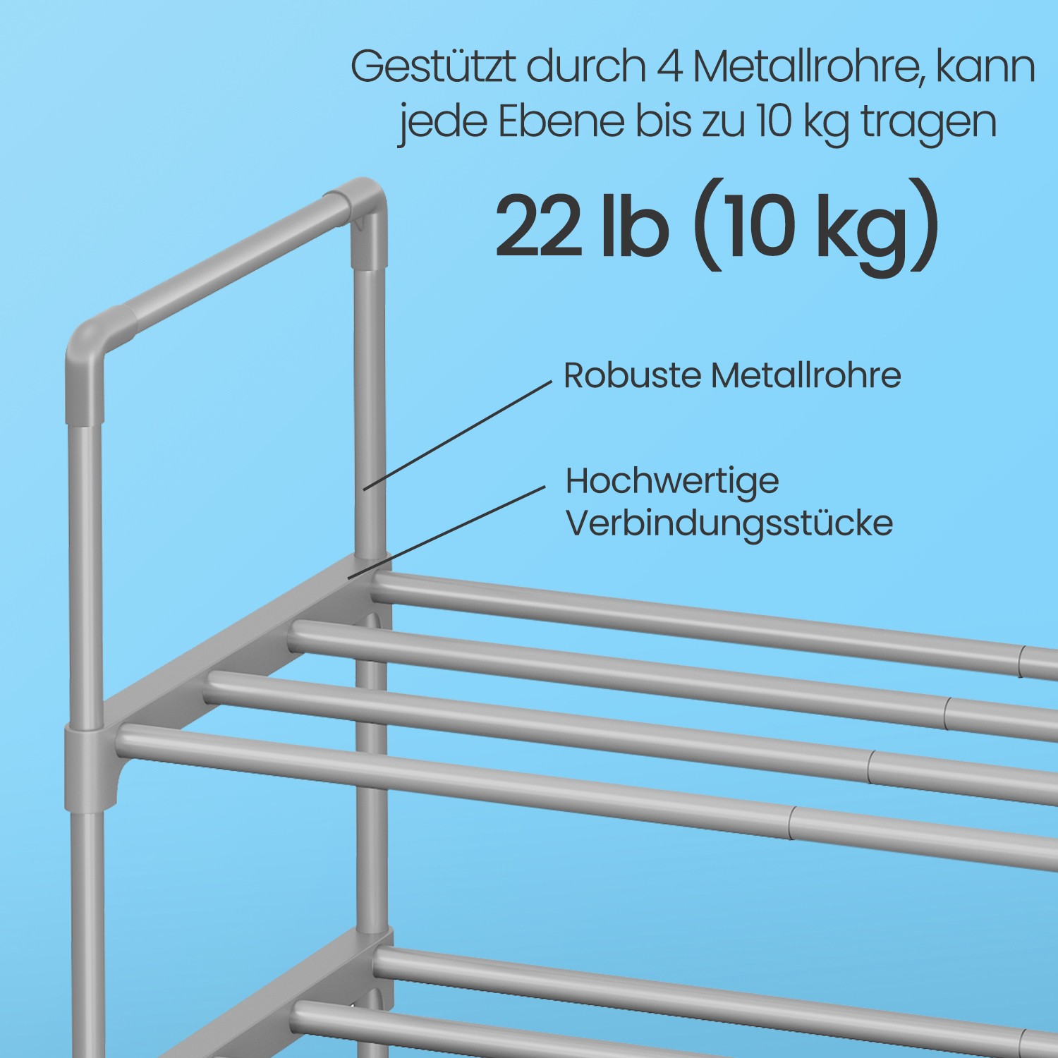 Batų lentyna, 3 aukštų, metalinė, pilka, 30 x 92 x 55 cm, 12–15 porų - Image 4