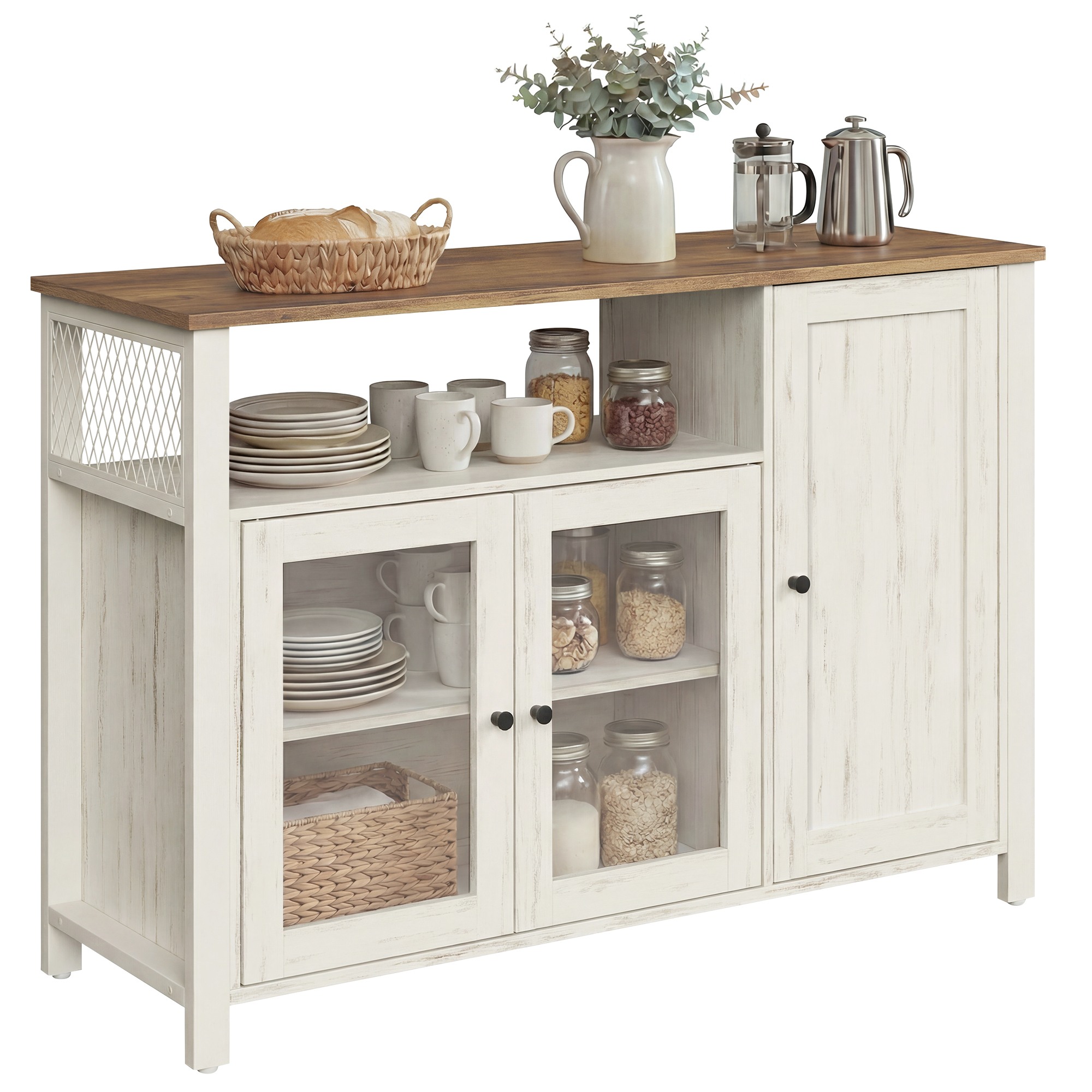 Keittiökaappi 3 ovella, hunajanruskea ja vintagevalkoinen, 110 x 33 x 75 cm