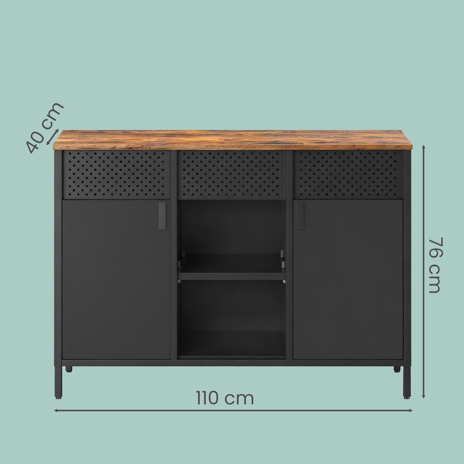 Indauja su dvivėrėmis durimis, magnetiniu uždarymu, 40 x 110 x 76 cm, ruda-juoda - Image 3