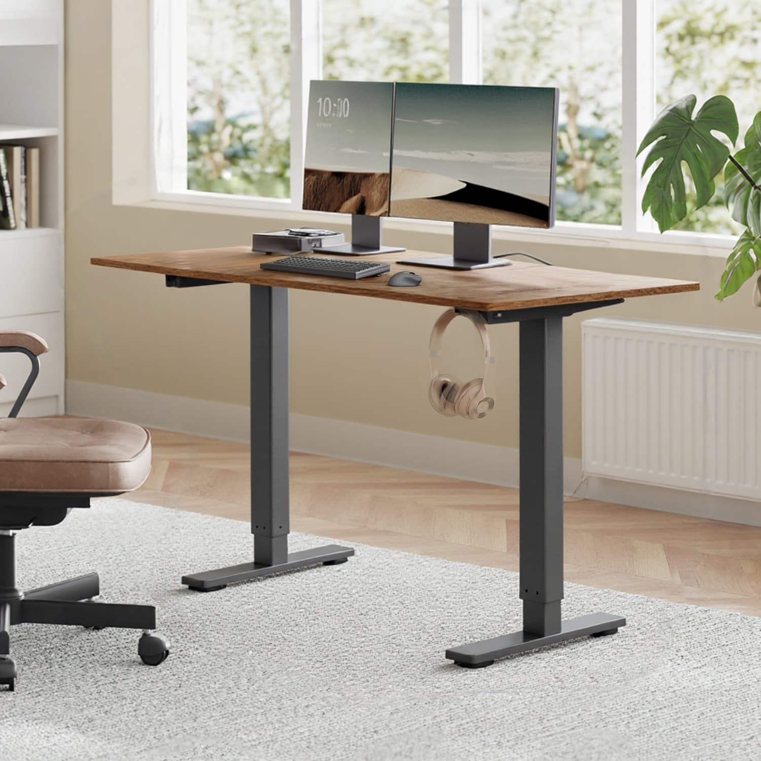 Elektrisks augstumā regulējams galda rāmis bez virsmas, tērauds, melns, 90–140 x 72–120 cm - Image 2