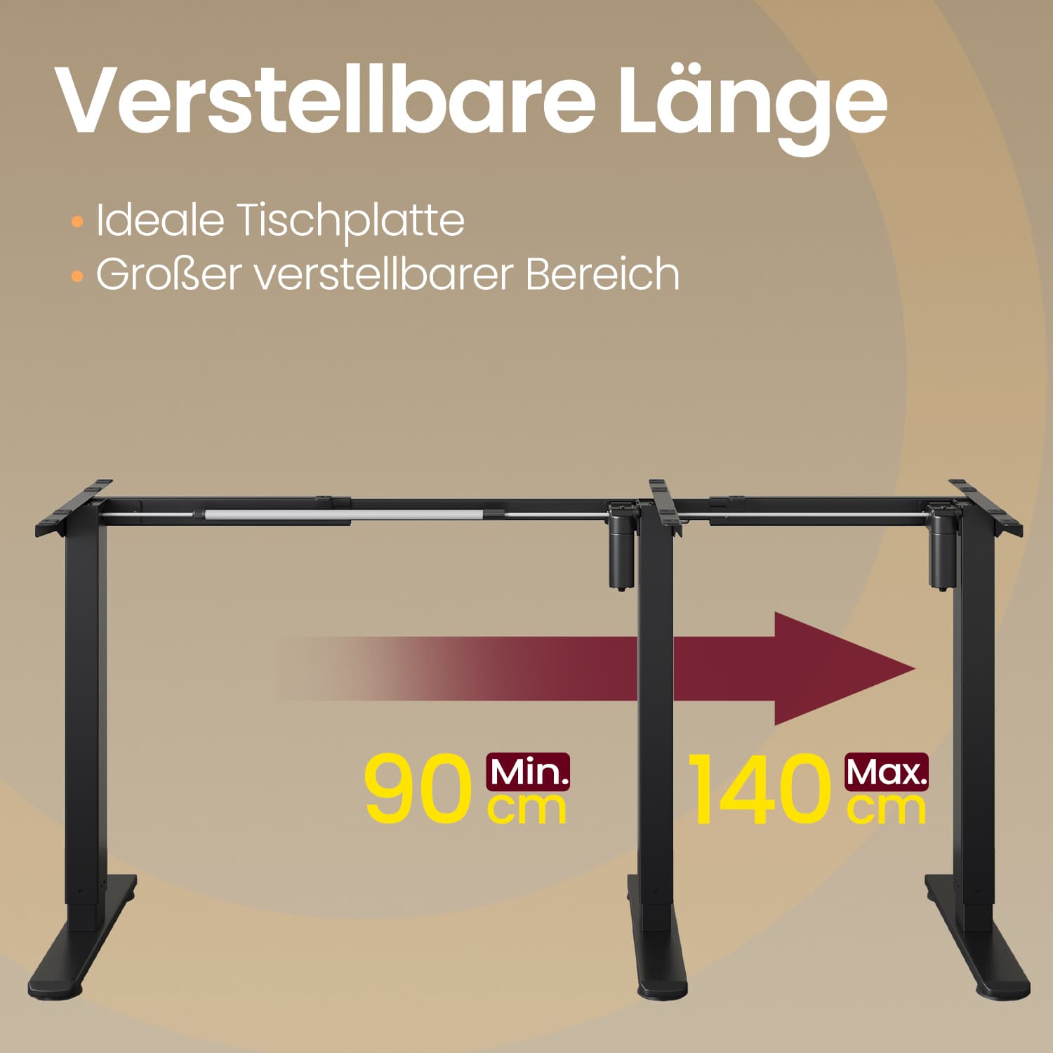 Elektrisks augstumā regulējams galda rāmis bez virsmas, tērauds, melns, 90–140 x 72–120 cm - Image 4