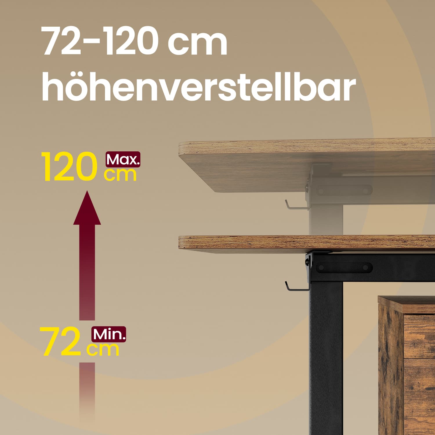 Elektrisks augstumā regulējams galda rāmis bez virsmas, tērauds, melns, 90–140 x 72–120 cm - Image 3