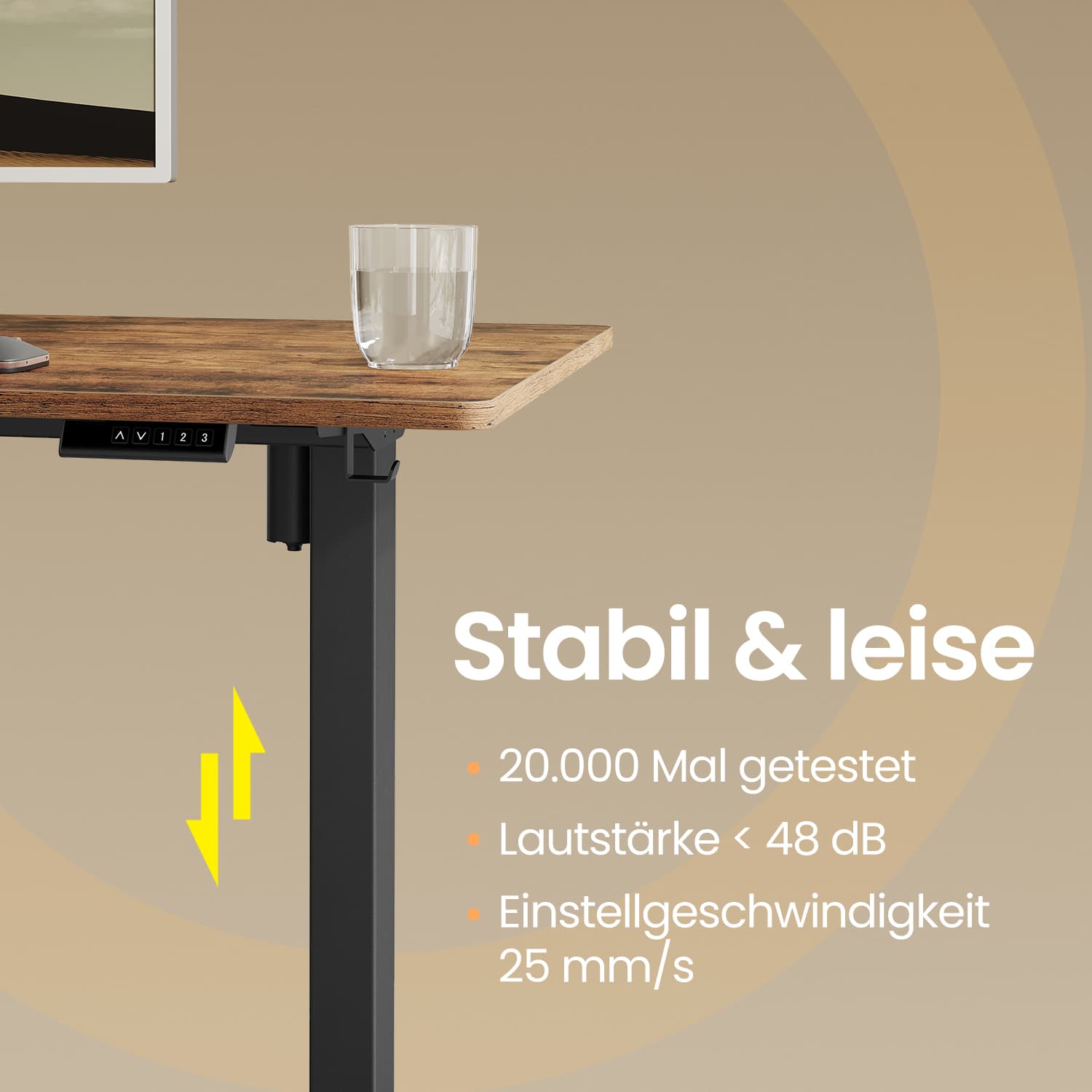 Elektrisks augstumā regulējams galda rāmis bez virsmas, tērauds, melns, 90–140 x 72–120 cm - Image 5