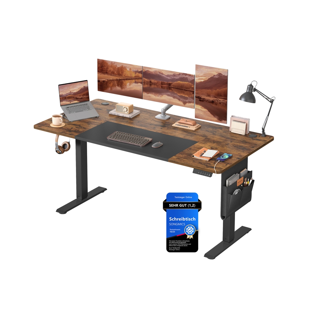 Elektriliselt reguleeritava kõrgusega kirjutuslaud, 70 x 160 x 72–120 cm, pruun