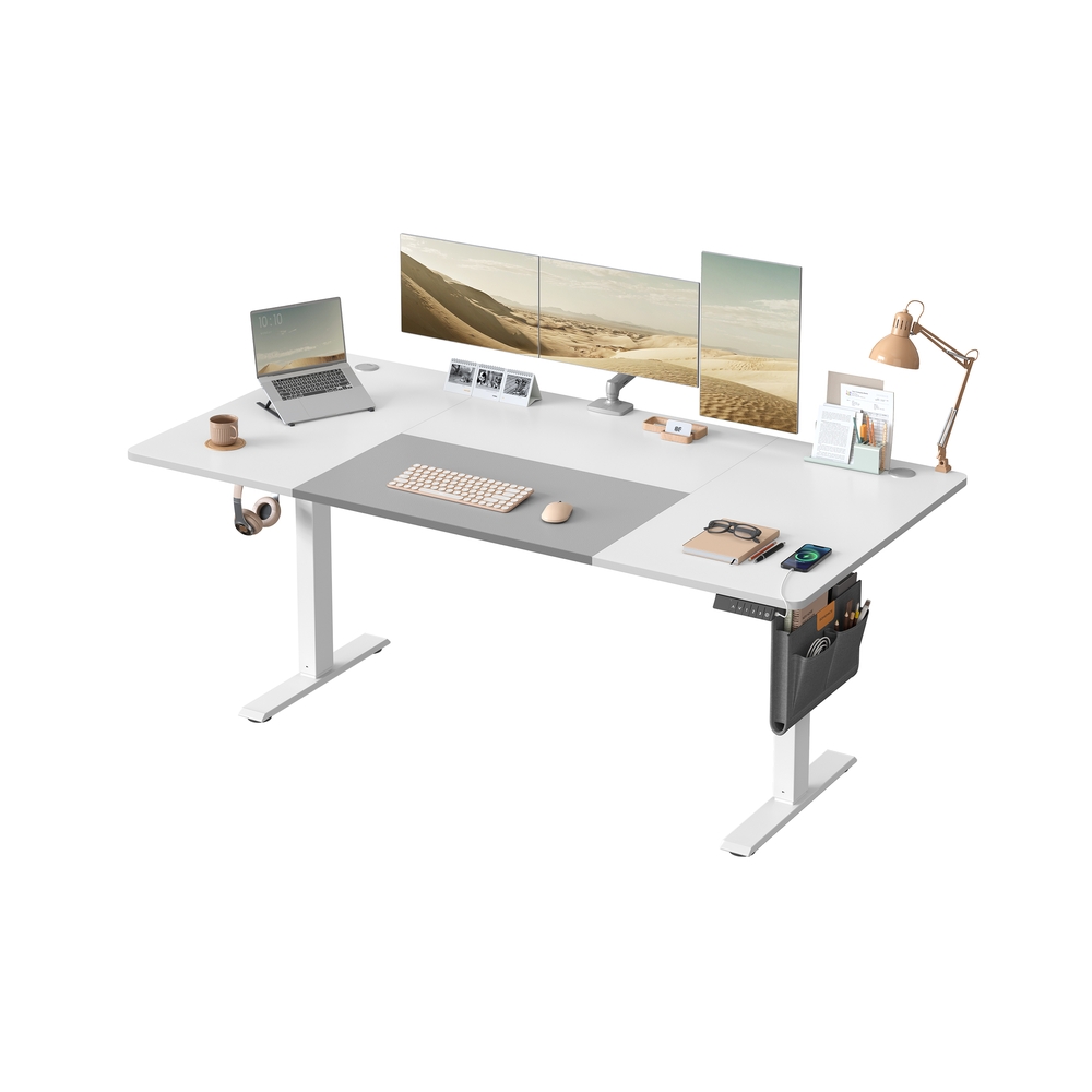 Elektriliselt reguleeritava kõrgusega kirjutuslaud 180 x 80 x 72–120 cm, valge ja hall