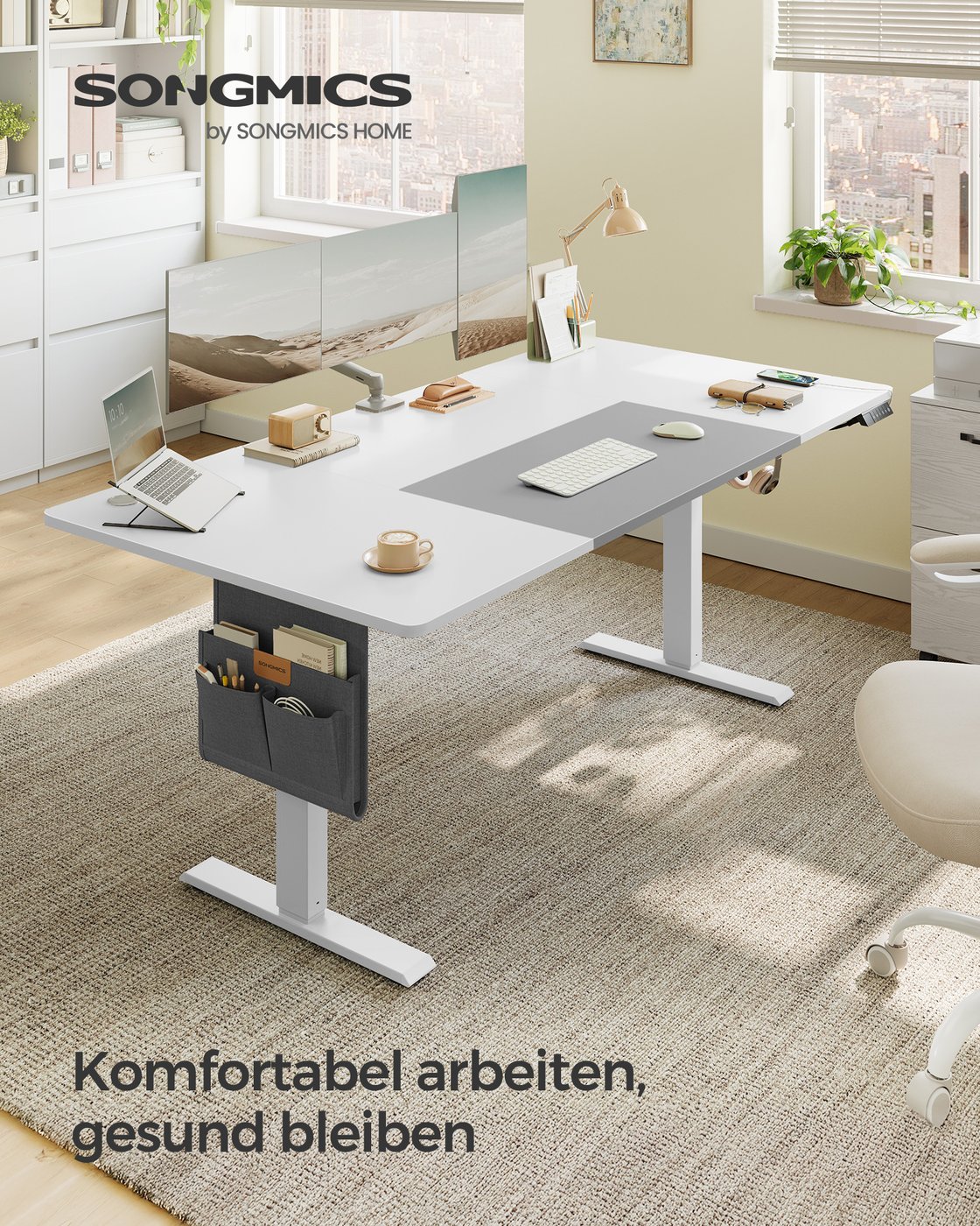 Elektriski regulējams rakstāmgalds, 180 x 80 x 72–120 cm, balts un pelēks - Image 2