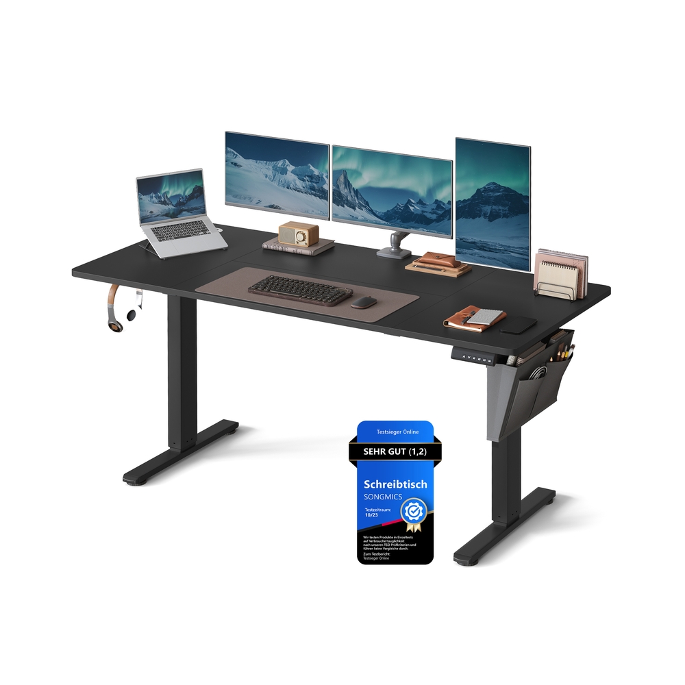 Elektriliselt reguleeritava kõrgusega kirjutuslaud 70 x 160 x 72–120 cm, must