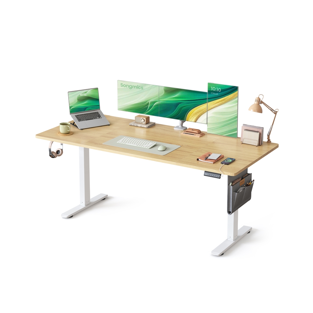 Elektriliselt reguleeritav kirjutuslaud, 180 x 80 x 72–120 cm, kuldse tamme toon