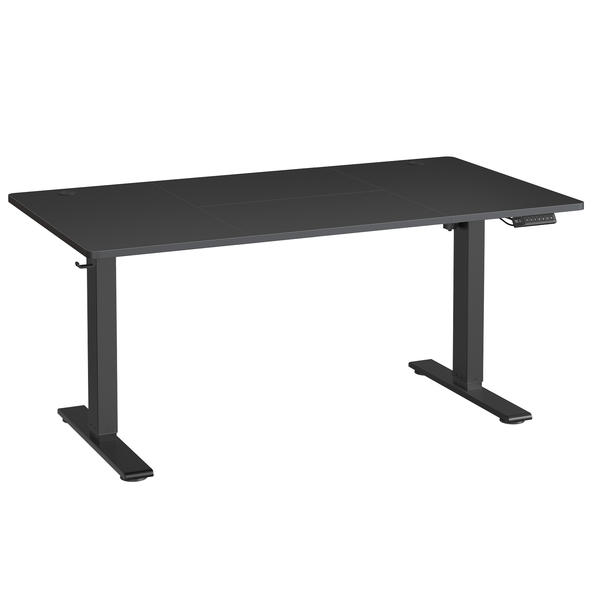 Elektriliselt reguleeritava kõrgusega kirjutuslaud 140 x 80 cm, must, USB-C ja kaablihaldusega
