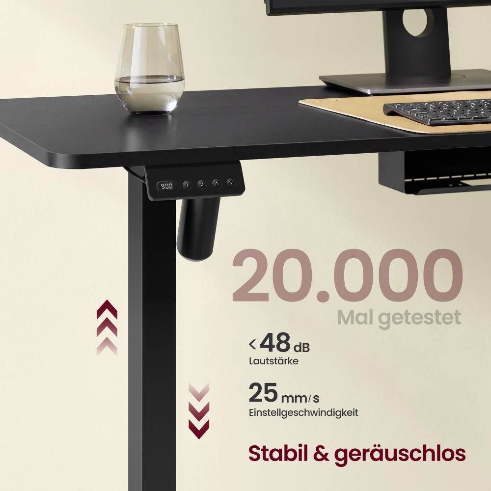 Regulējama augstuma L veida rakstāmgalds, 160 x 140 cm, ar rozetēm, melns - Image 5