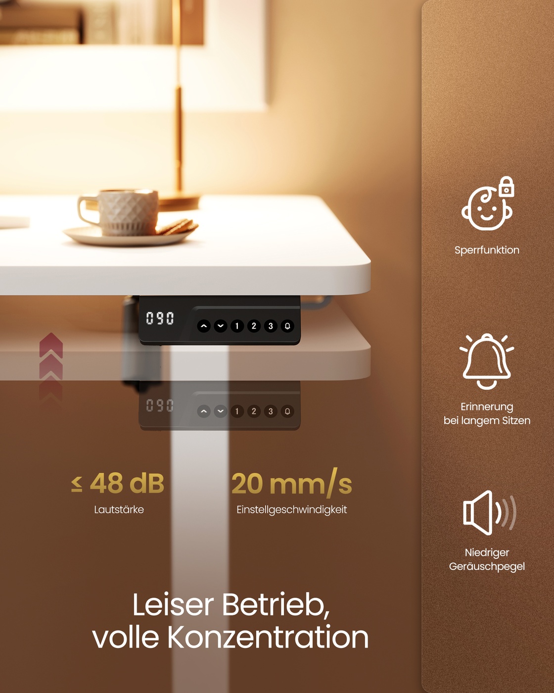 Elektriski augstumā regulējams rakstāmgalds, 120 x 60 cm, mākoņbalts - Image 5
