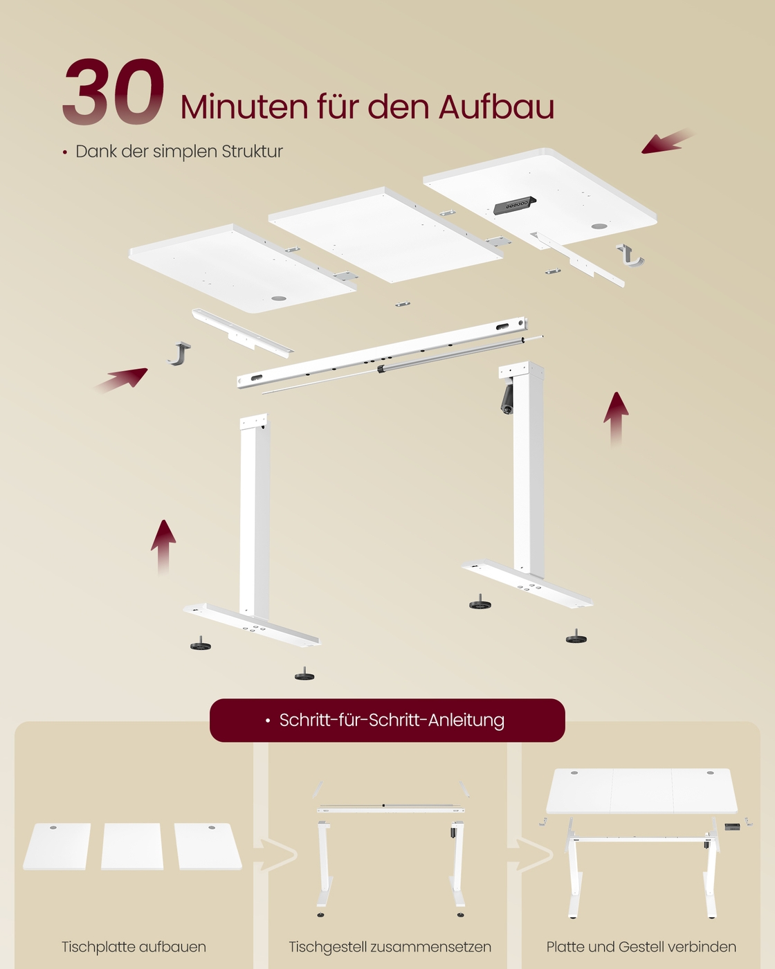 Elektriski augstumā regulējams rakstāmgalds, 120 x 60 cm, mākoņbalts - Image 6