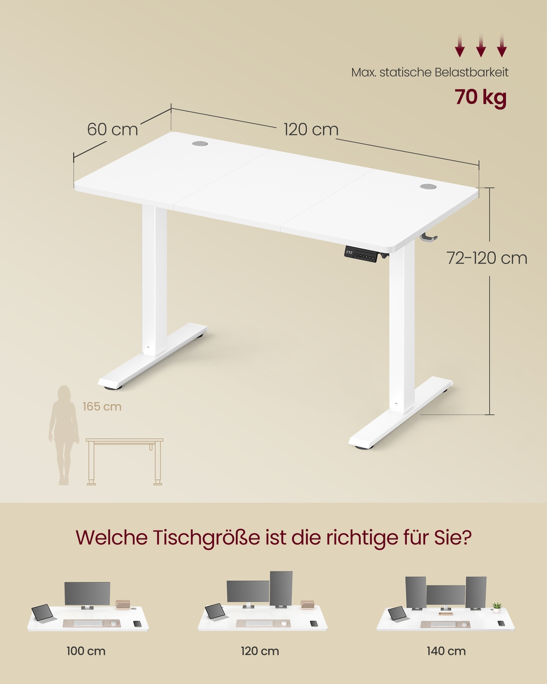 Elektriski augstumā regulējams rakstāmgalds, 120 x 60 cm, mākoņbalts - Image 7
