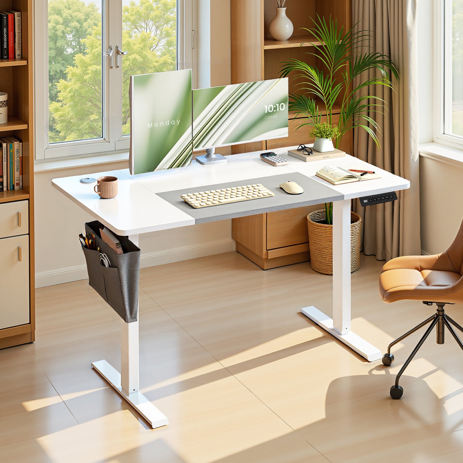 Regulējama augstuma rakstāmgalds, 120 x 60 cm, ar atmiņas funkciju, balti pelēks - Image 8