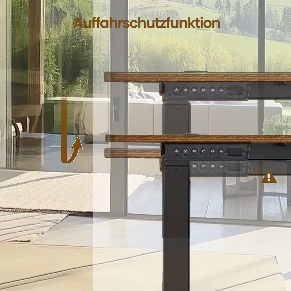 Sähköinen korkeussäädettävä työpöytä, 140 x 60 x 72-120 cm, ruskea-musta - Image 6