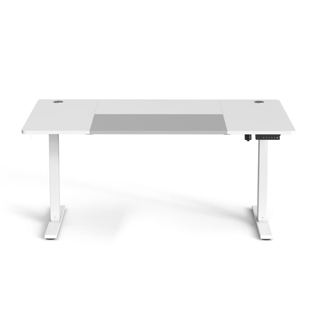 Augstumā regulējams rakstāmgalds 160 x 70 cm, elektrisks, ar 4 augstumu atmiņu, balti pelēks