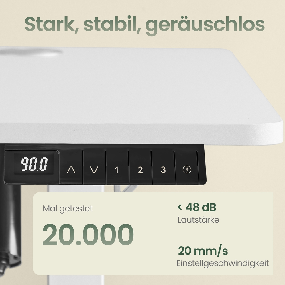 Augstumā regulējams rakstāmgalds 160 x 70 cm, elektrisks, ar 4 augstumu atmiņu, balti pelēks - Image 4