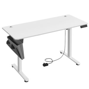 Elektriliselt reguleeritava kõrgusega kirjutuslaud, valge, 140,1 x 60,1 x 72,1-120,1 cm