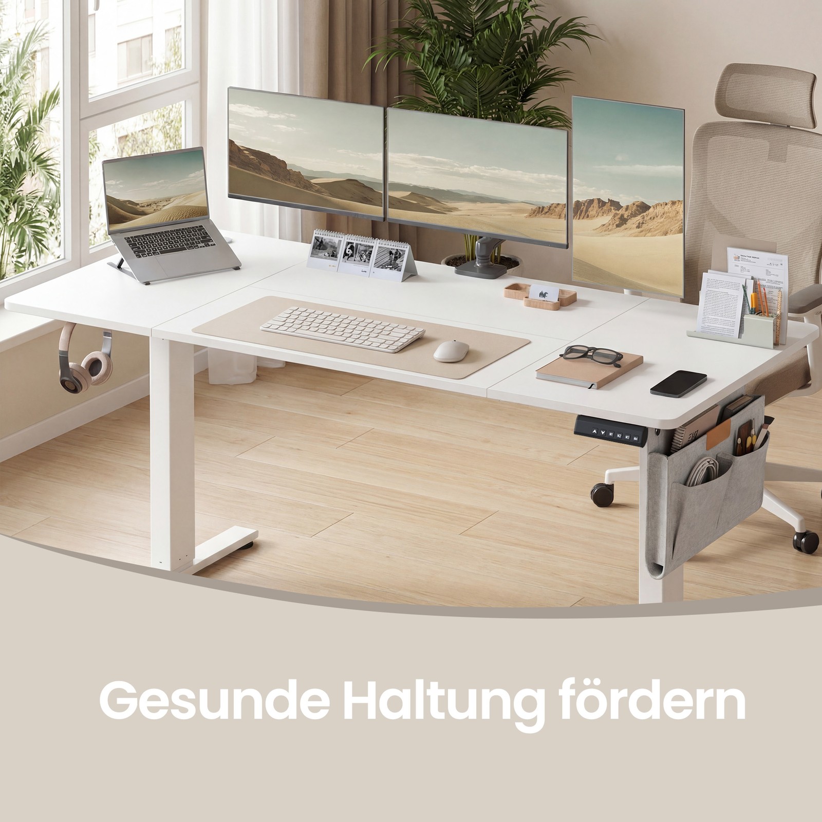 Augstumā regulējams rakstāmgalds, 160 x 70 cm, balts, atmiņas funkcija - Image 8