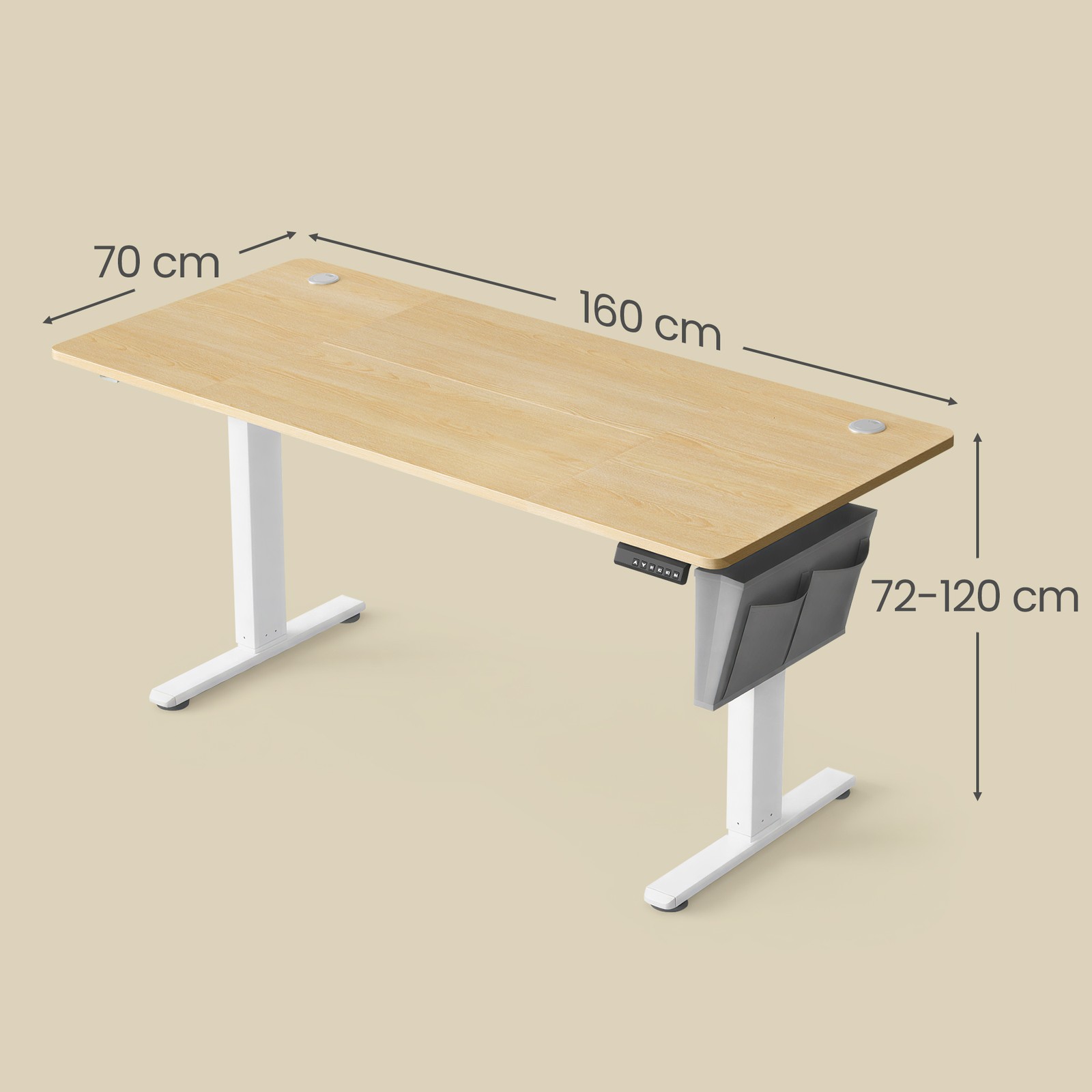Elektriski regulējams rakstāmgalds, 160 x 70 cm, 4 atmiņas pogas - Image 4