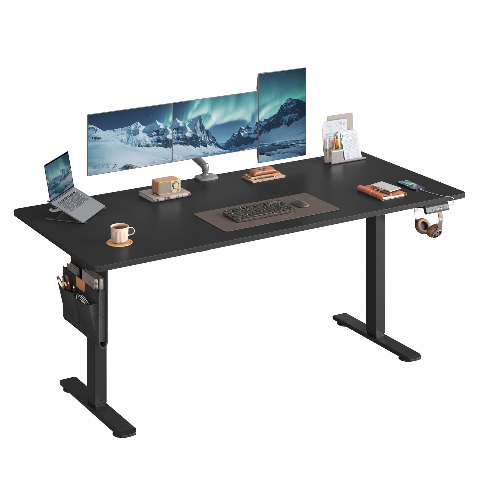 Elektriski regulējams rakstāmgalds, 180 x 80 cm, atmiņas funkcija, zelta ozola krāsā - Image 2
