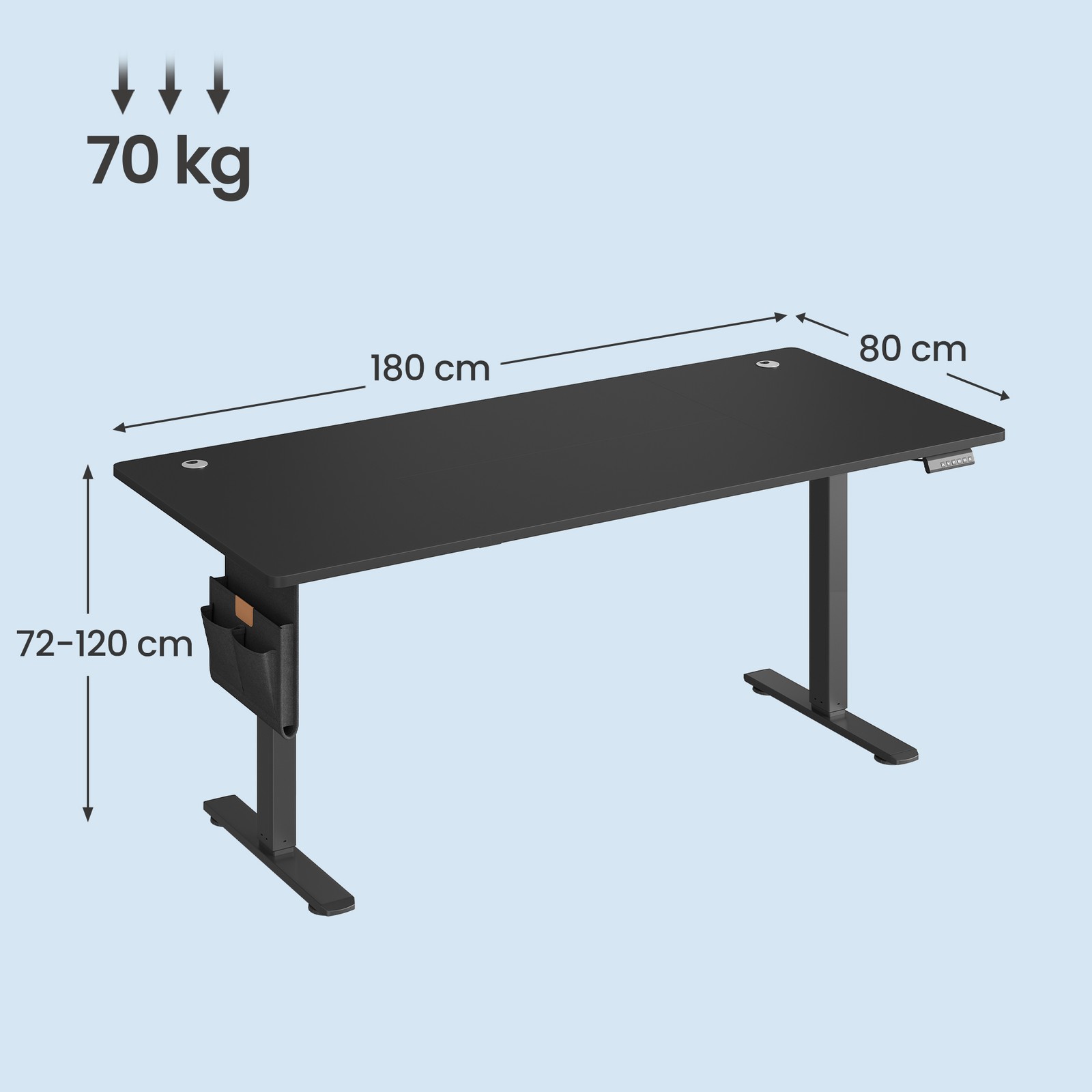 Elektriski regulējams rakstāmgalds, 180 x 80 cm, atmiņas funkcija, zelta ozola krāsā - Image 3