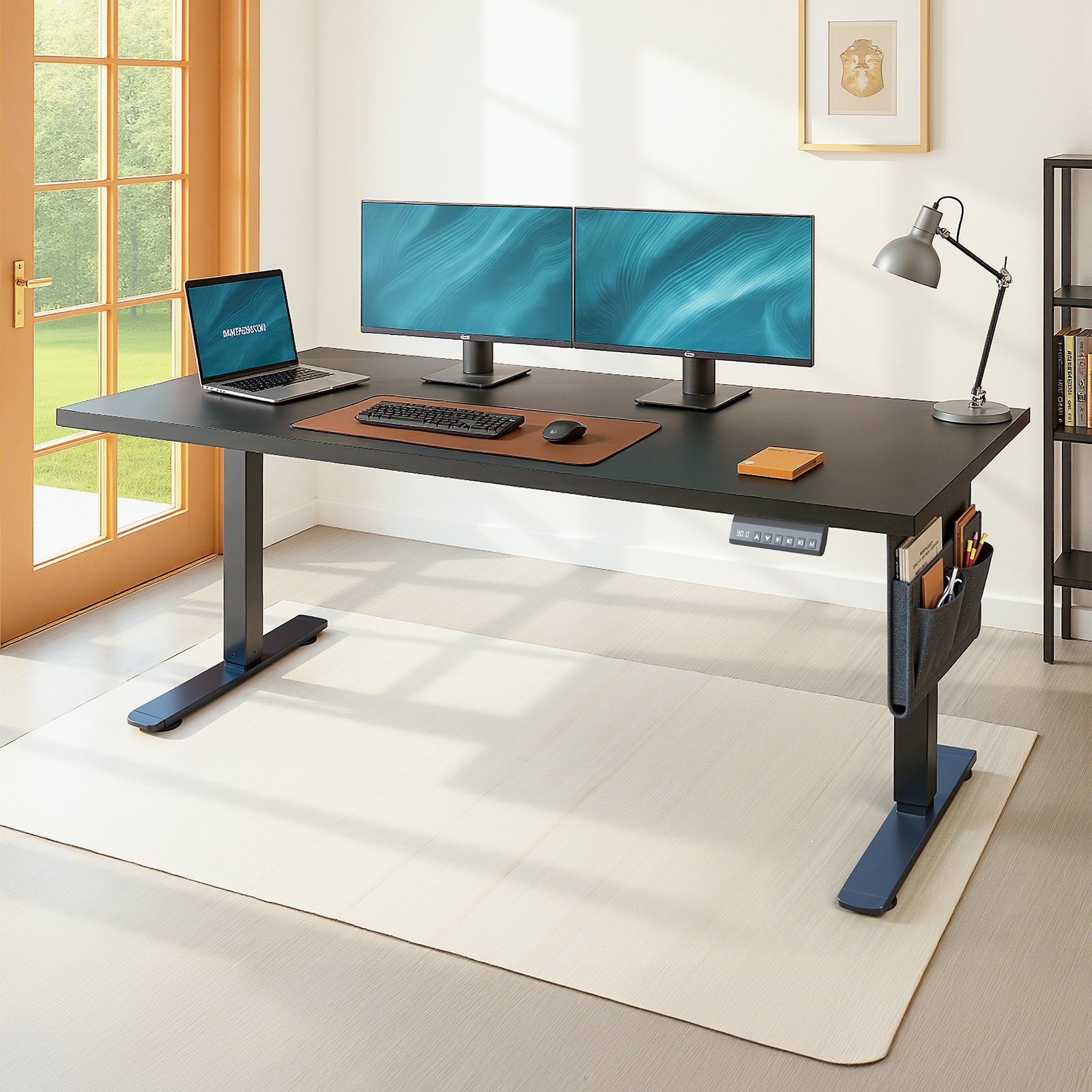 Elektriski regulējams rakstāmgalds, 180 x 80 cm, atmiņas funkcija, zelta ozola krāsā - Image 4
