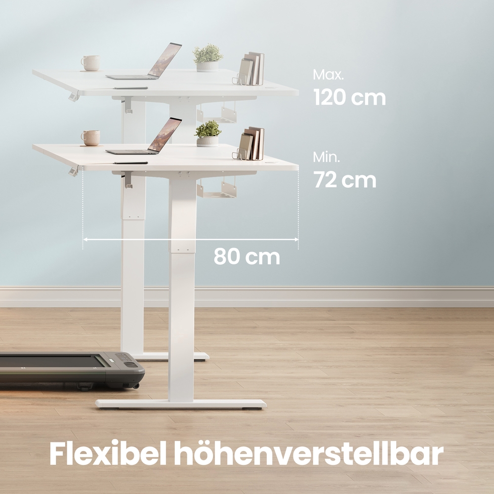 Elektra reguliuojamo aukščio rašomasis stalas, 180 x 80 cm, baltas, su USB-C jungtimi - Image 6