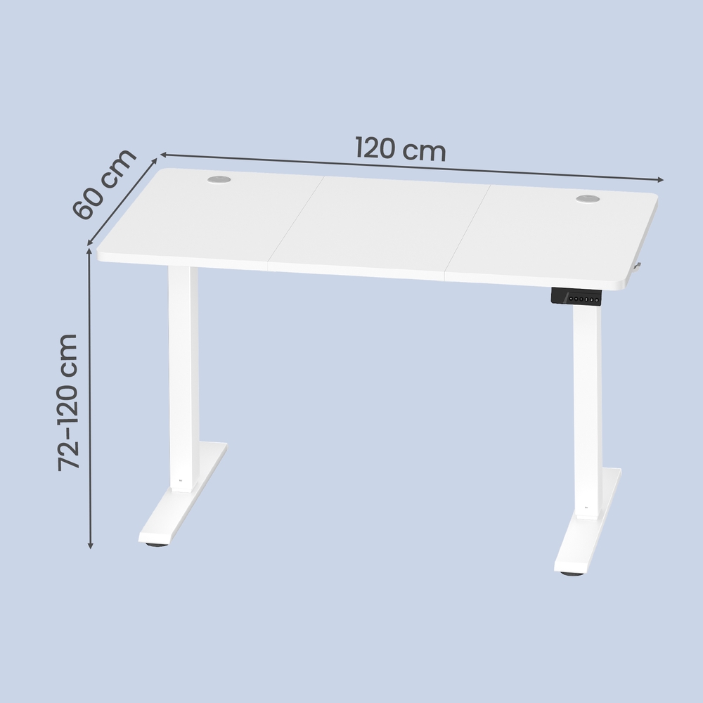 Sähkösäätöinen työpöytä, valkoinen, 120 x 60 cm, 4 korkeuden muistitoiminto - Image 3