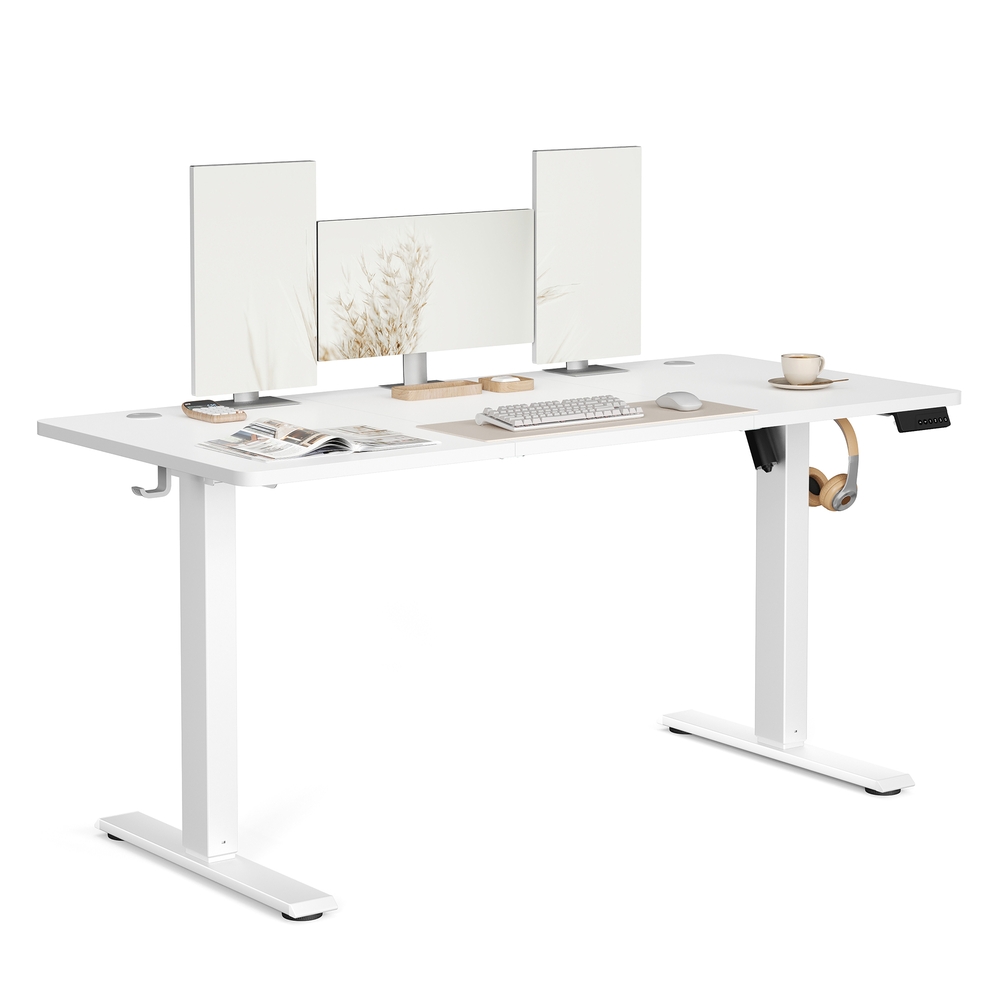 Elektriski regulējams rakstāmgalds, 140 x 60 cm, balts, atmiņa 4 augstumiem - Image 2