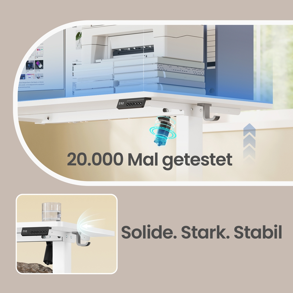 Elektriski regulējams rakstāmgalds, 140 x 60 cm, balts, atmiņa 4 augstumiem - Image 8