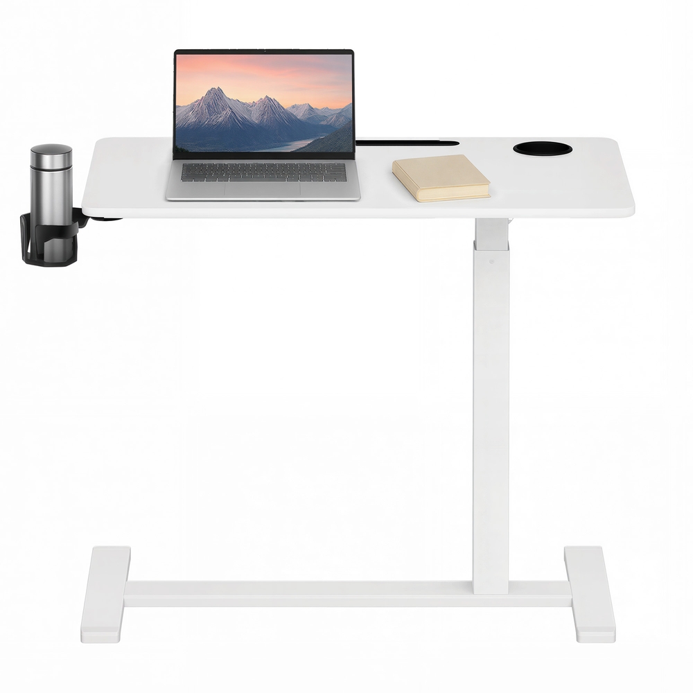 Mobilus reguliuojamo aukščio stalas su ratukais, baltas, 80 x 45 x 65-102 cm