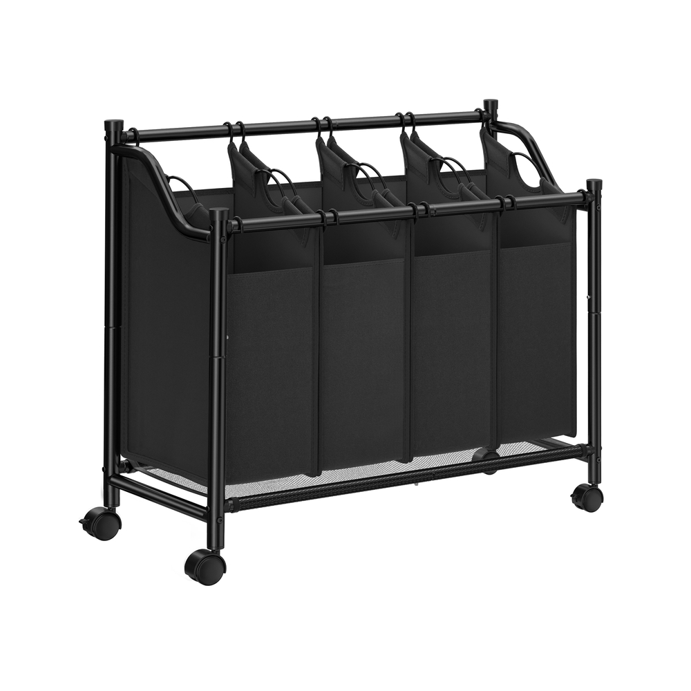 Pesu sorteerimiskorv 4 sektsiooniga, must, 86,5 x 38,5 x 81,5 cm