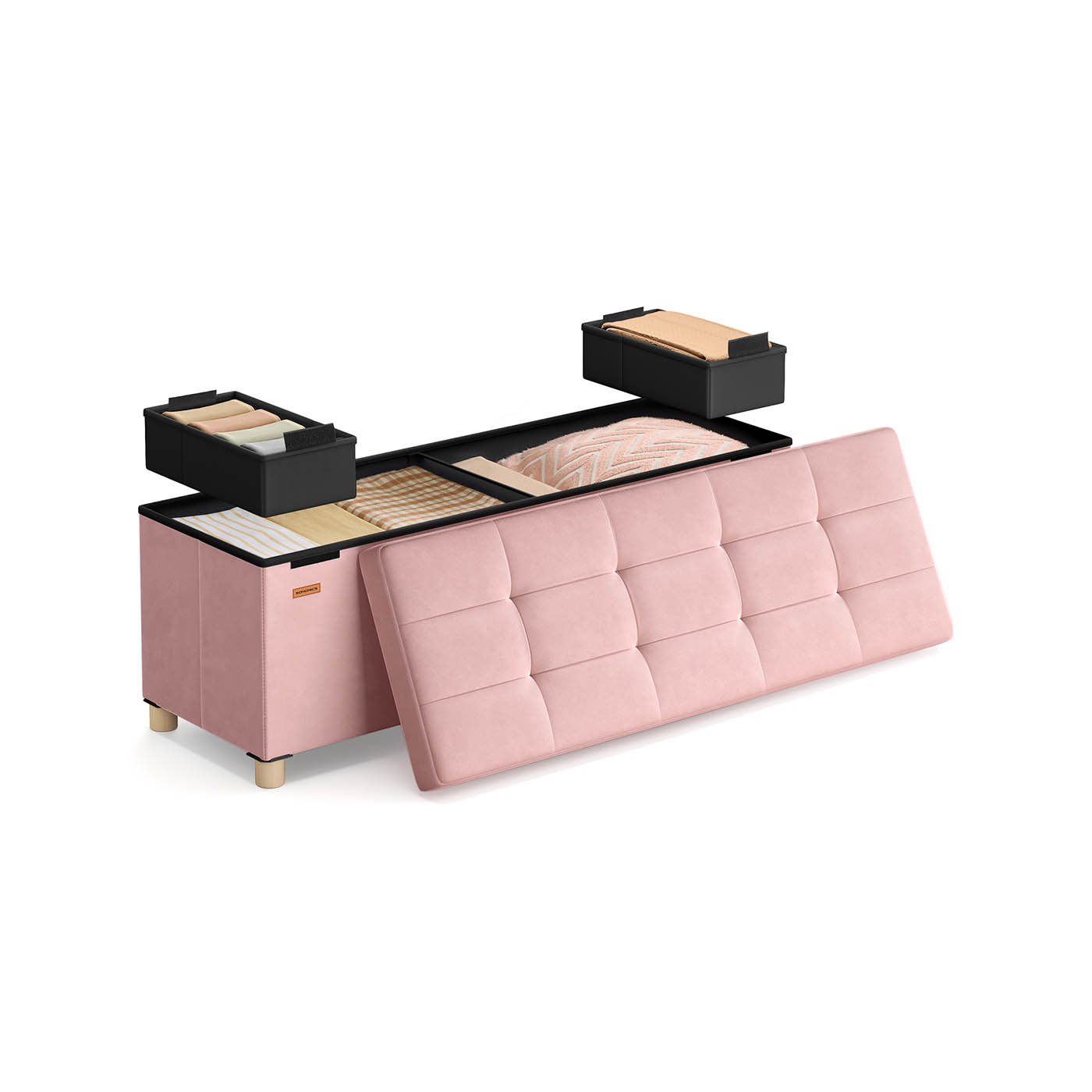 Panipaigaga pink, 38 x 110 x 40 cm, 112 l, samet, pastellroosa