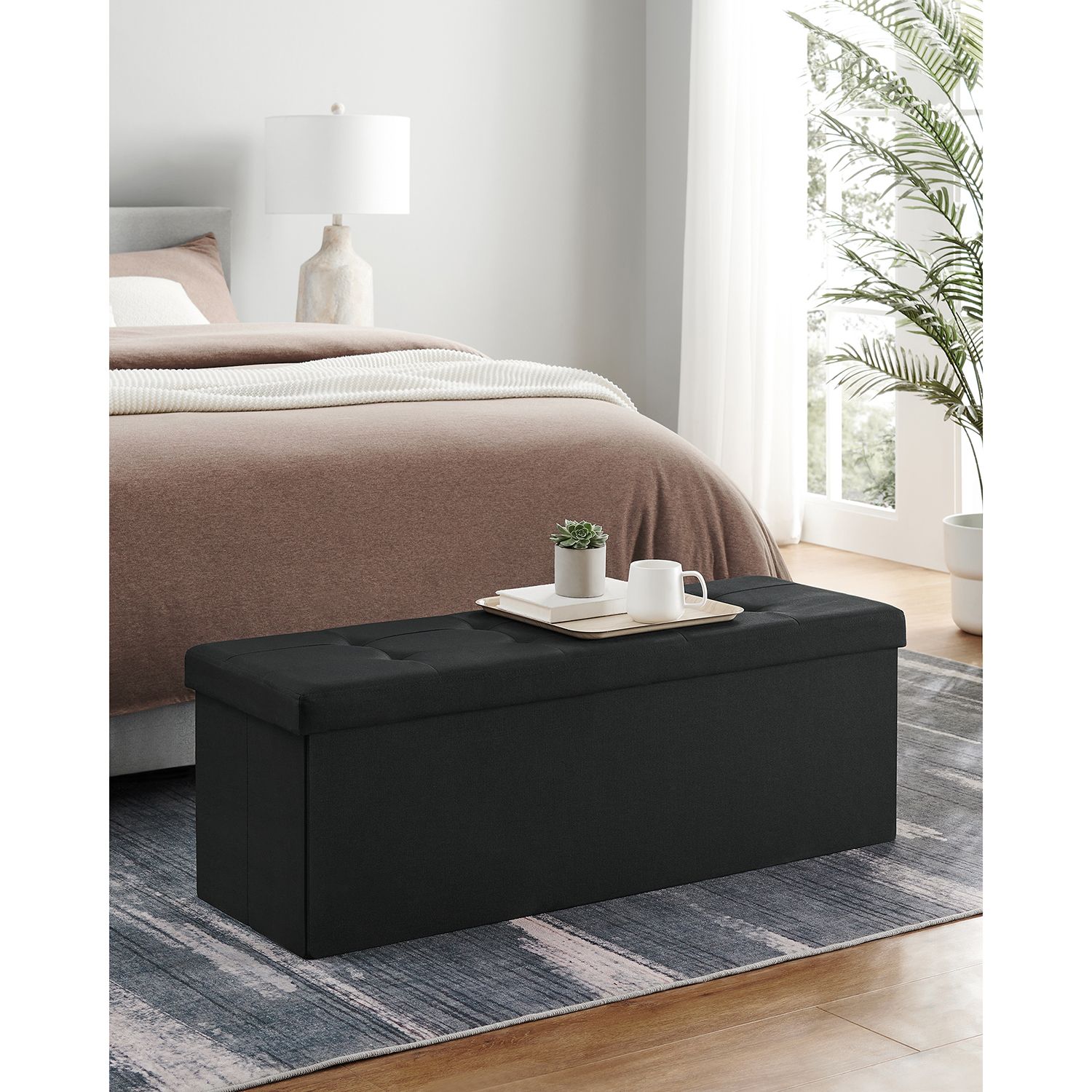 Panipaigaga pink, must, linase imitatsiooniga, MDF, 110 x 38 x 38 cm - Image 3