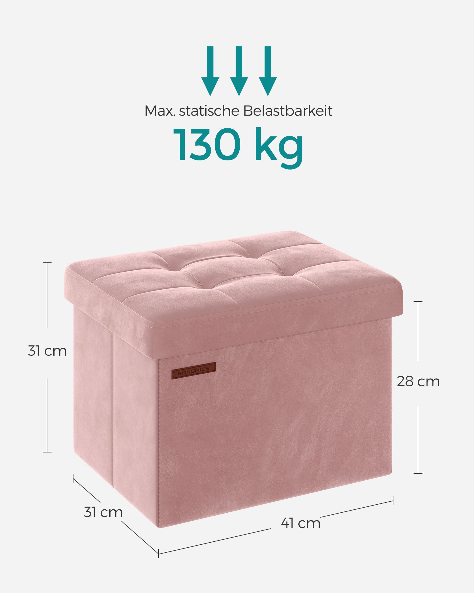 Daiktadėžė-sėdmaišis su dangčiu, 31 x 41 x 31 cm, 32 l, iki 130 kg, pastelinė rožinė - Image 5