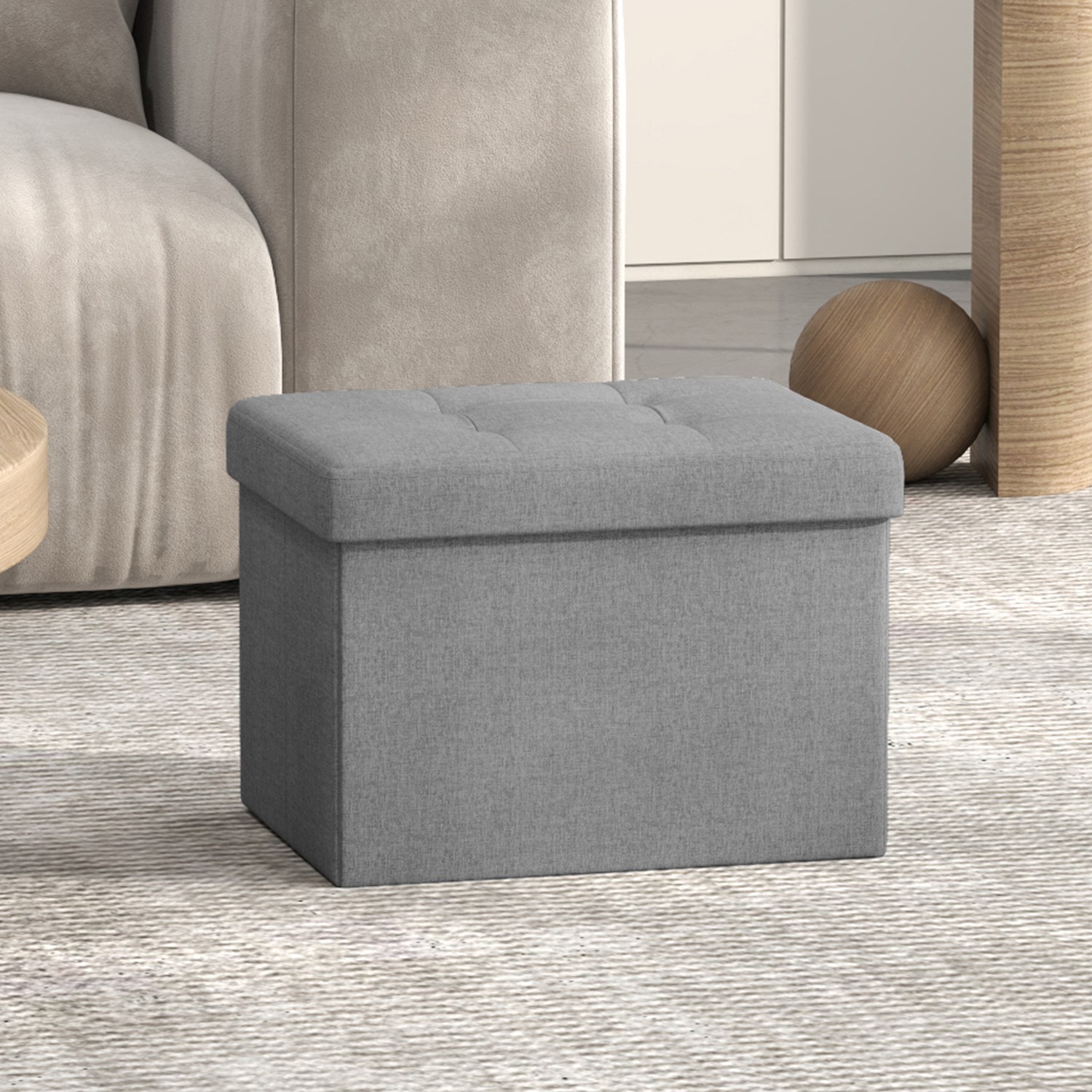 Säilytysrahi kannella, 31 x 41 x 31 cm, 32 l, enintään 130 kg, vaaleanharmaa