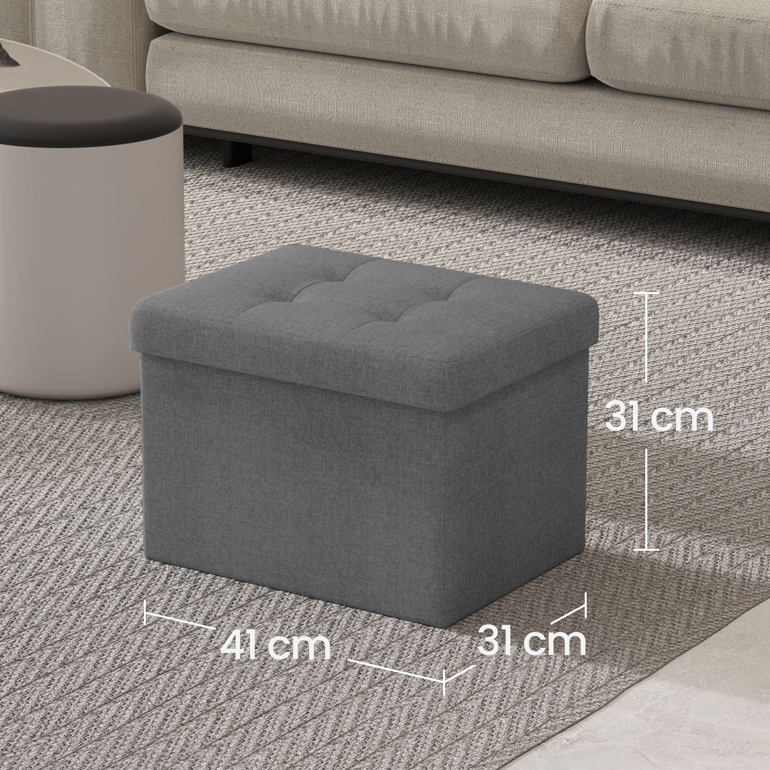 Daiktadėžė-sėdmaišis su dangčiu, 31 x 41 x 31 cm, 32 l, iki 130 kg, šviesiai pilka - Image 5